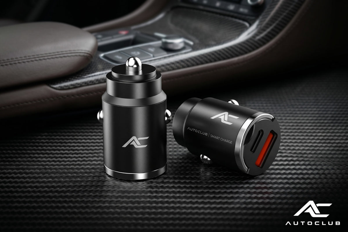 AutoClub Phantom 100W car chargers in a premium vehicle interior