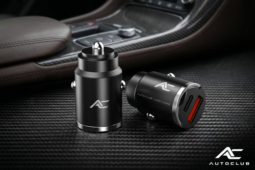AutoClub Phantom 100W car chargers in a premium vehicle interior